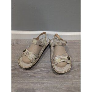 Alegria Women's Sling Back Platform Leather Sandals Tan Yellow Comfort Sz 40 9.5